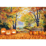Allenjoy Oil Painting Fall Forest Backdrop Maple Leave Pumpkin