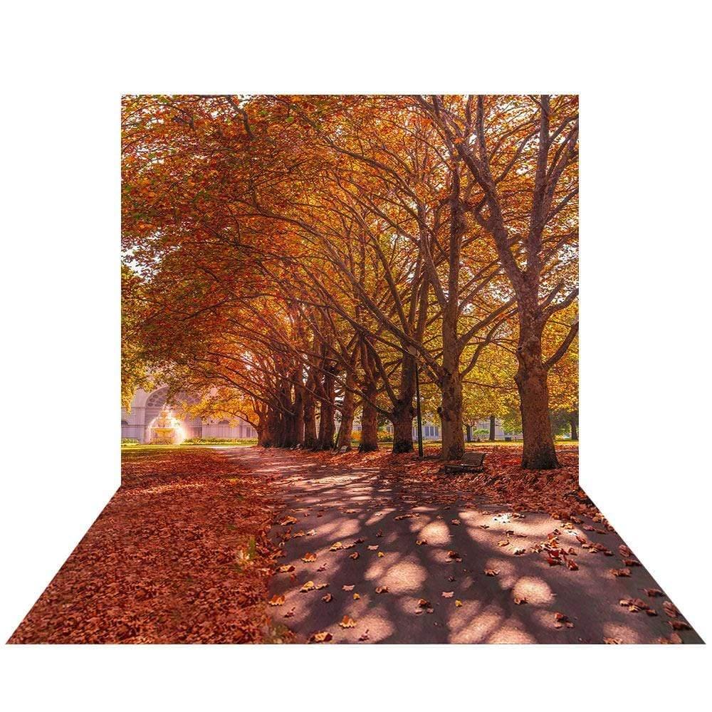 Allenjoy Autumn Backdrop Garden Trees Leaves Sunlight Royal Castle - Allenjoystudio