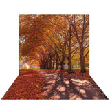Allenjoy Autumn Backdrop Garden Trees Leaves Sunlight Royal Castle