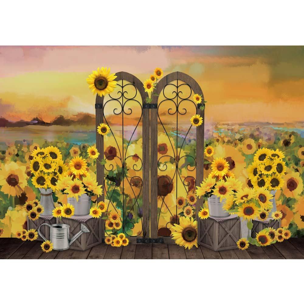 Allenjoy Autumn Sunflower Backdrop for Kids Minisession - Allenjoystudio