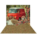 Allenjoy Fall Harvest Red Car Maple leaves Floor Backdrop for Kids