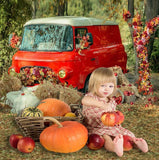 Allenjoy Fall Harvest Red Car Maple leaves Floor Backdrop for Kids - Allenjoystudio