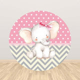 Allenjoy Baby Elephant Wave and Dots Round Backdrop