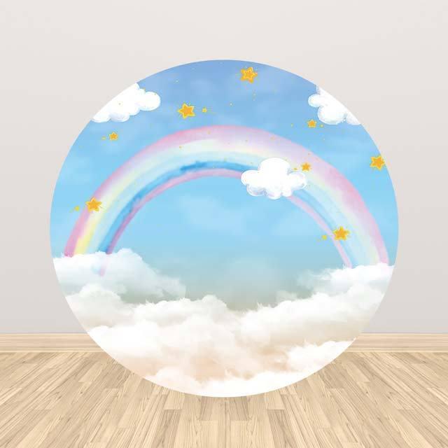 Allenjoy Baby Shower Cloud Rainbow Round Backdrop - Allenjoystudio