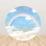 Allenjoy Baby Shower Cloud Rainbow Round Backdrop