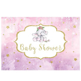 Allenjoy Baby Shower Elephant Stars Pink Watercolor Backdrop