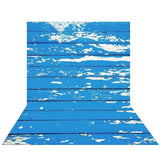 Allenjoy Blue Shabby Wood Board Floor Backdrop