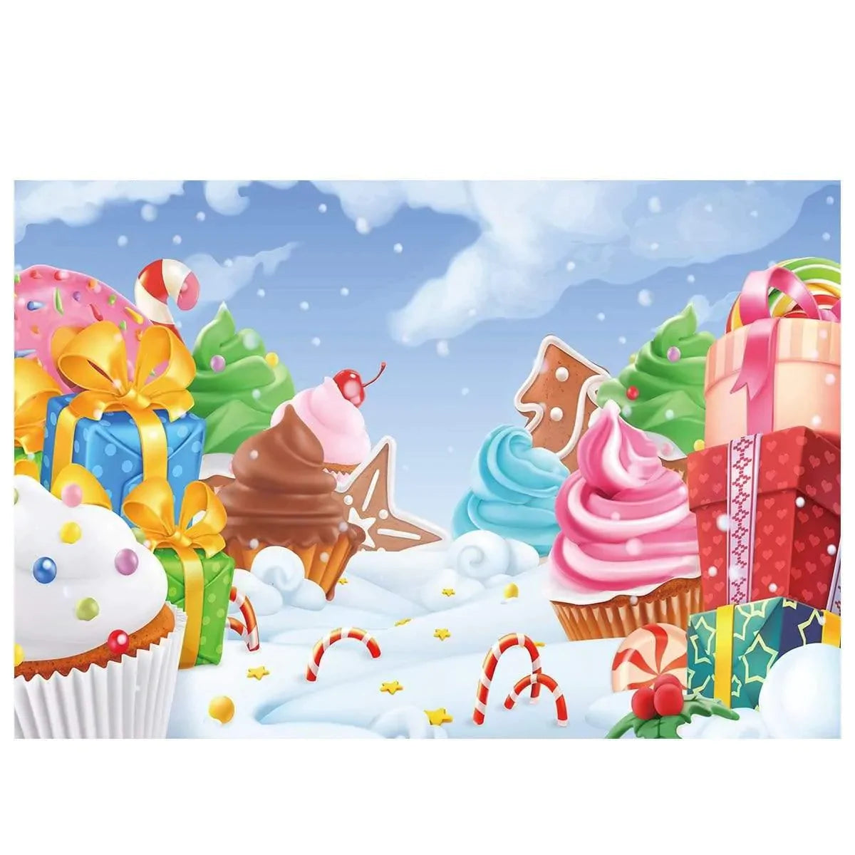 Allenjoy Backdrop Candy Bar Winter Christmas Gift Background Photocall Studio Photobooth - Allenjoystudio