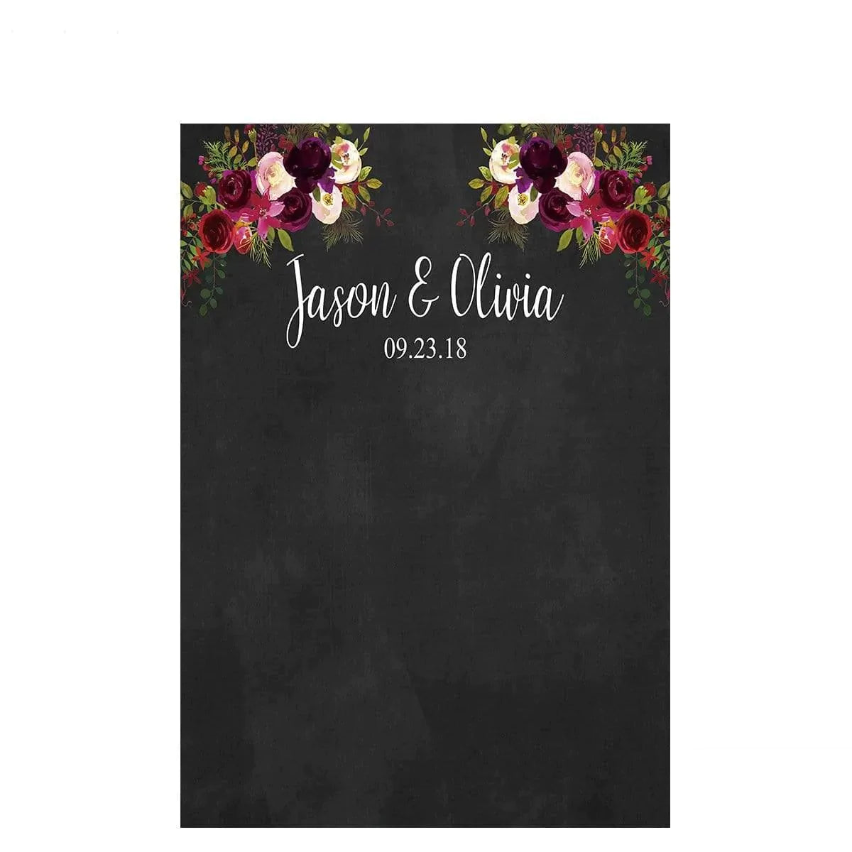 Allenjoy Backdrop Chalkboard Dark Floral Love Wedding Bridal Shower Anniversary Romantic Photocall Custom Personalized - Allenjoystudio