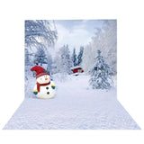 Allenjoy Christmas Houses in Pin Forest Snowman Snowland Backdrop