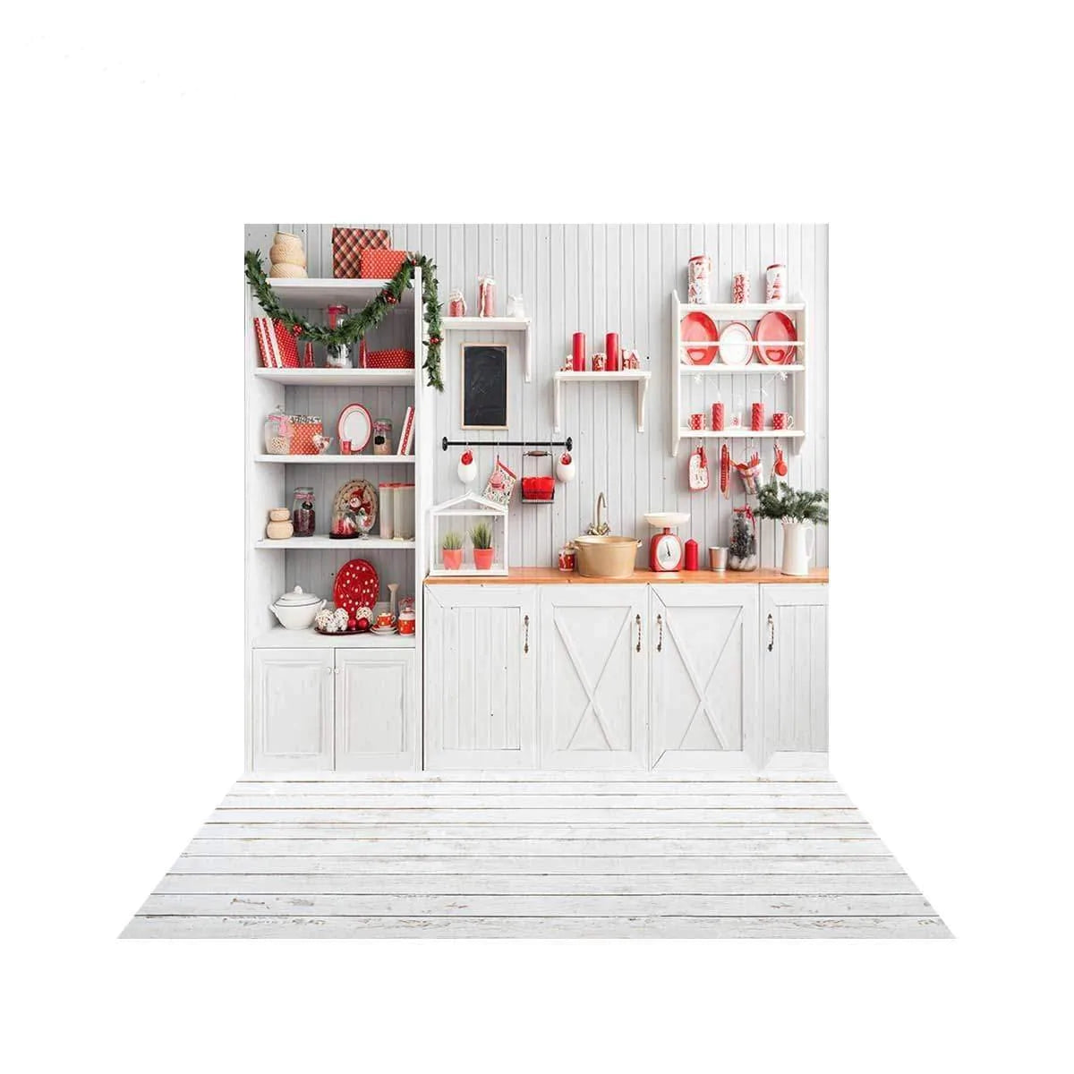 Allenjoy Christmas White Cabinet Cookie Backdrop for Minisession - Allenjoystudio