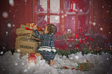Allenjoy Christmas Wood House Window Gift Backdrop