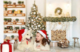 Allenjoy Christmas Tree Xmas Fireplace Indoor Backdrop for Family