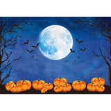 Allenjoy Halloween Starry Sky Fullmoon Bats Pumpkin Night Backdrop