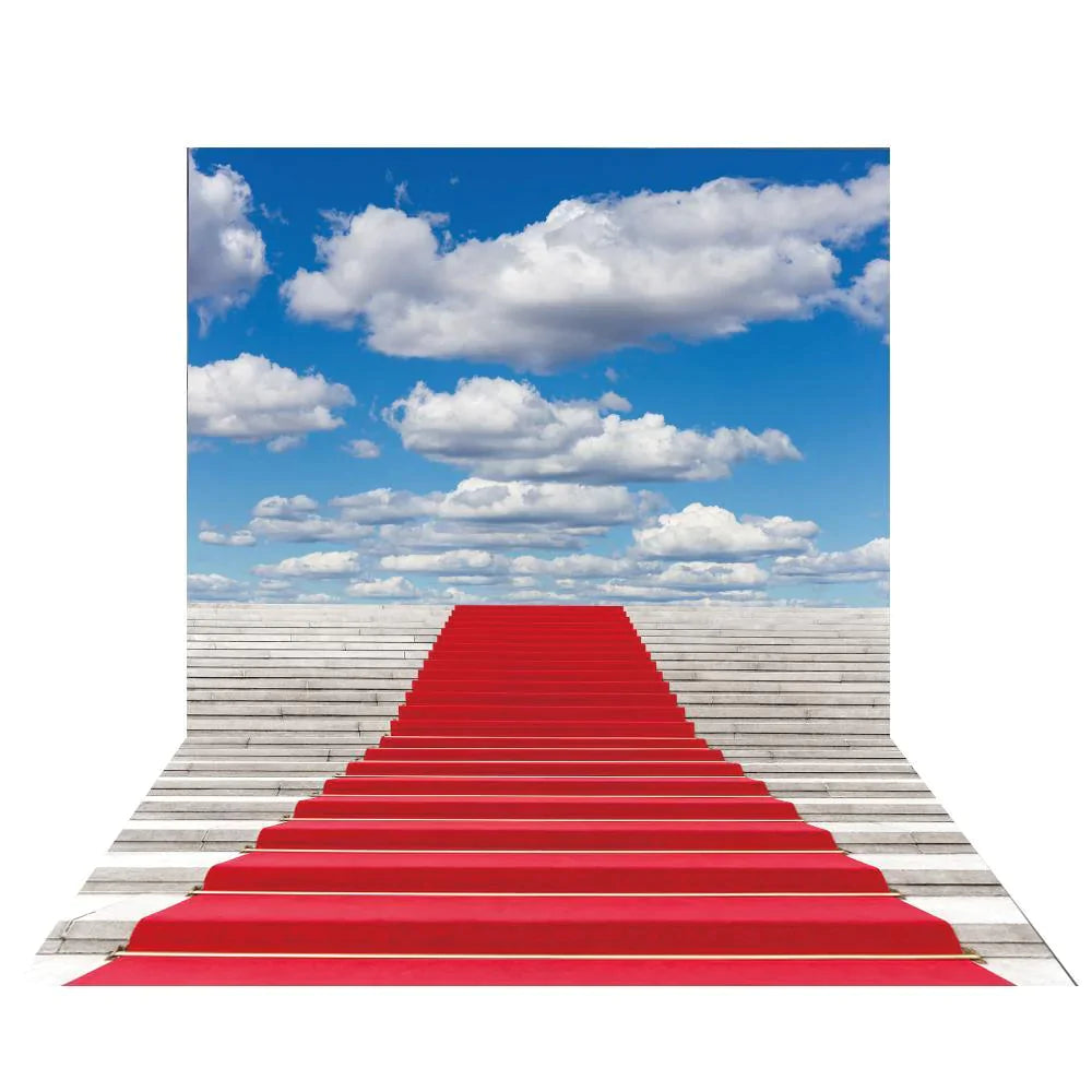 Allenjoy Backdrop for Photography Studio Red Carpet Clear Sky White Clouds Photocall - Allenjoystudio