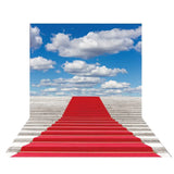 Allenjoy Backdrop for Photography Studio Red Carpet Clear Sky White Clouds Photocall