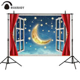 Allenjoy Backdrop Night Window Moon Fairy Tale Starry Sky Background Children Shooting