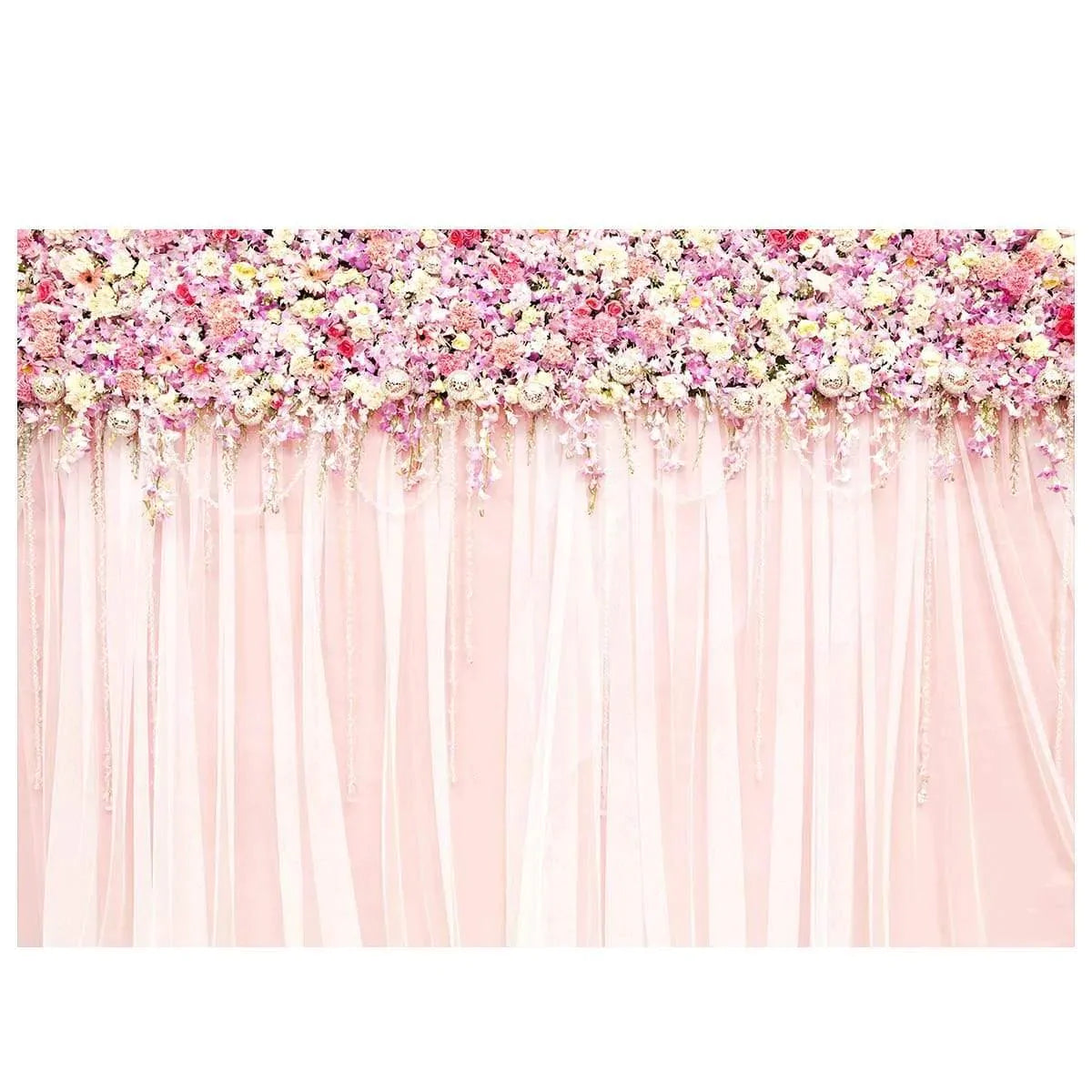 Allenjoy Pink Floral Flower Curtains wall for Bridal Shower - Allenjoystudio
