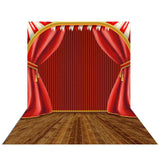 Allenjoy Backdrop Red Stage Wood Circus Background Portrait Shooting Photobooth