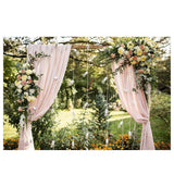 Allenjoy Wedding Backdrop  With Pink Curtain String of lights