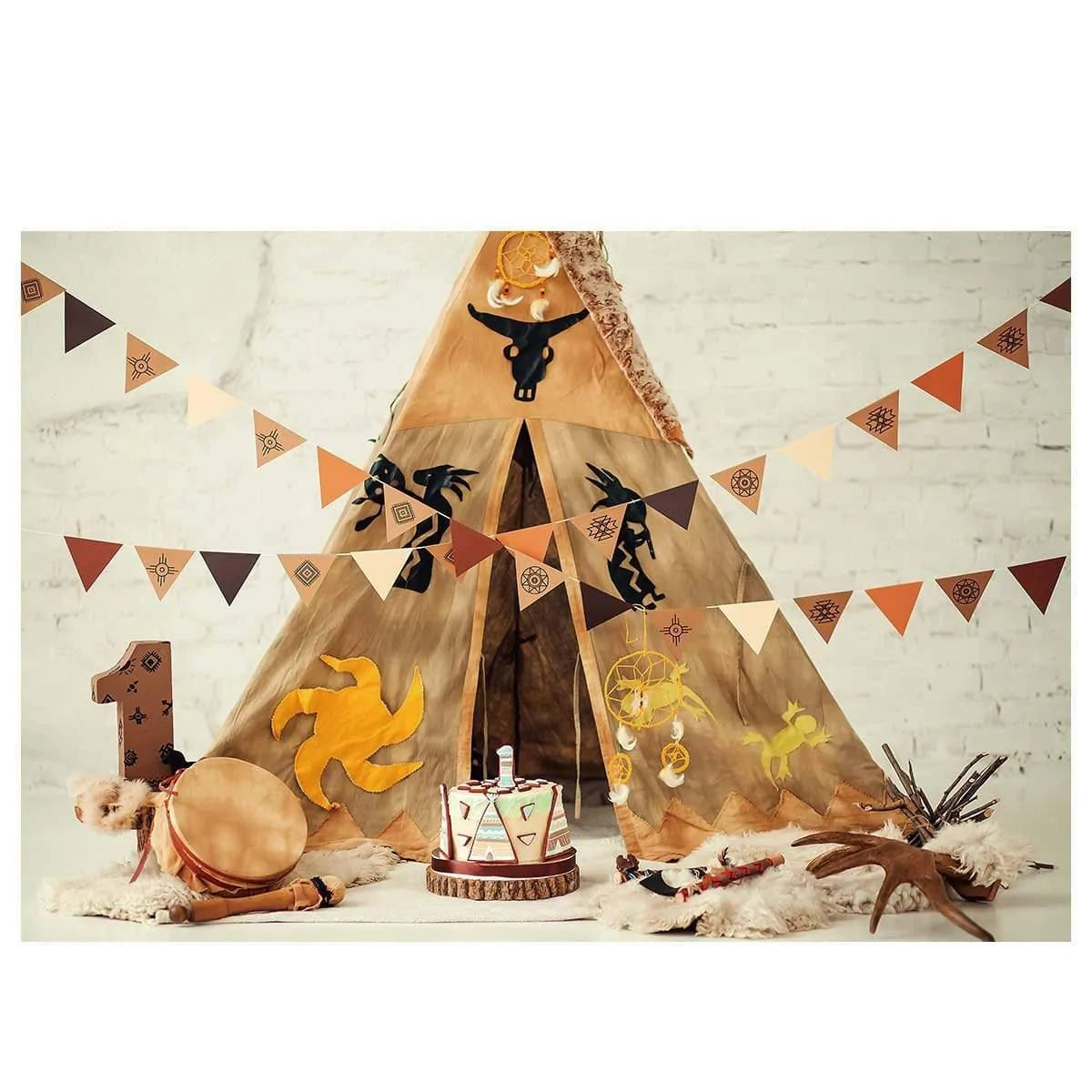 Allenjoy Wild One Tent 1st Birthday Cake Smash Background - Allenjoystudio