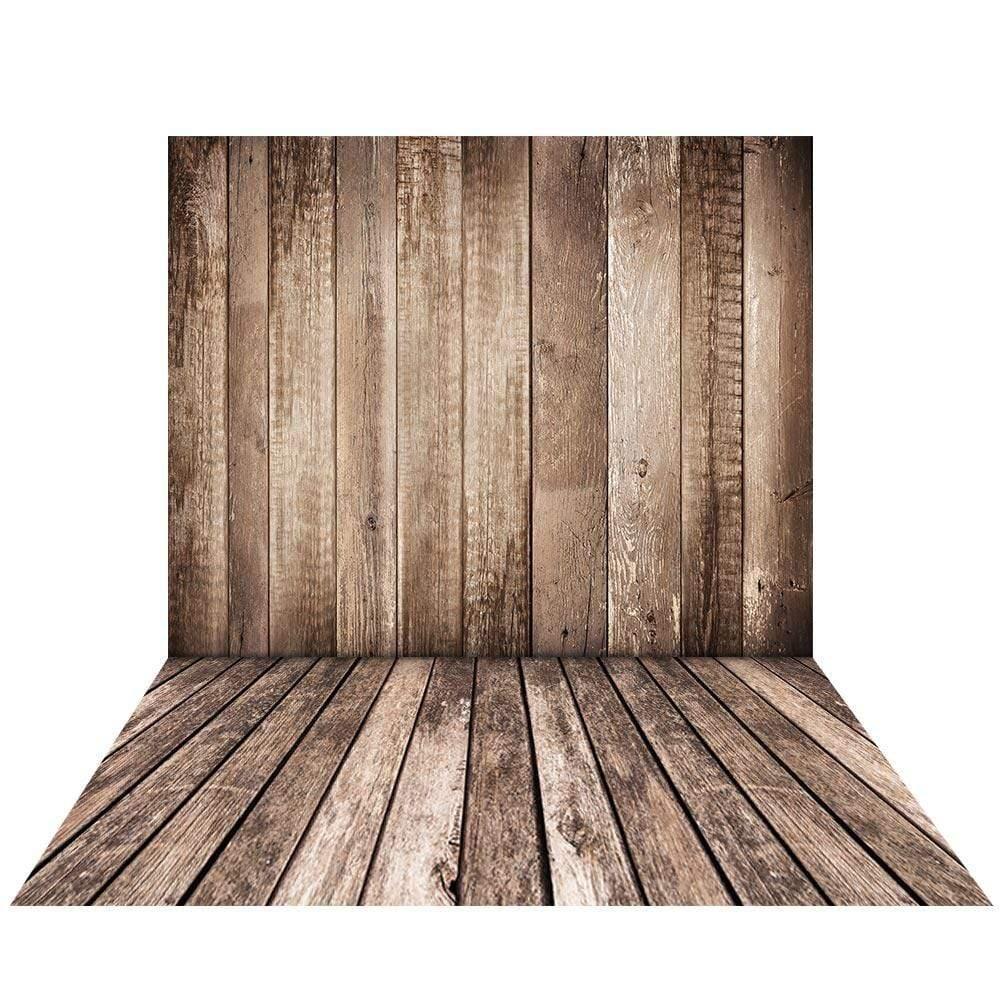 Allenjoy Vintage Brown Stripes Wooden with Floor Backdrop - Allenjoystudio