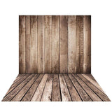 Allenjoy Vintage Brown Stripes Wooden with Floor Backdrop