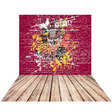 Allenjoy Backdrops Graffiti Brick Wall Red Wood Floor Background for Photography Newborn