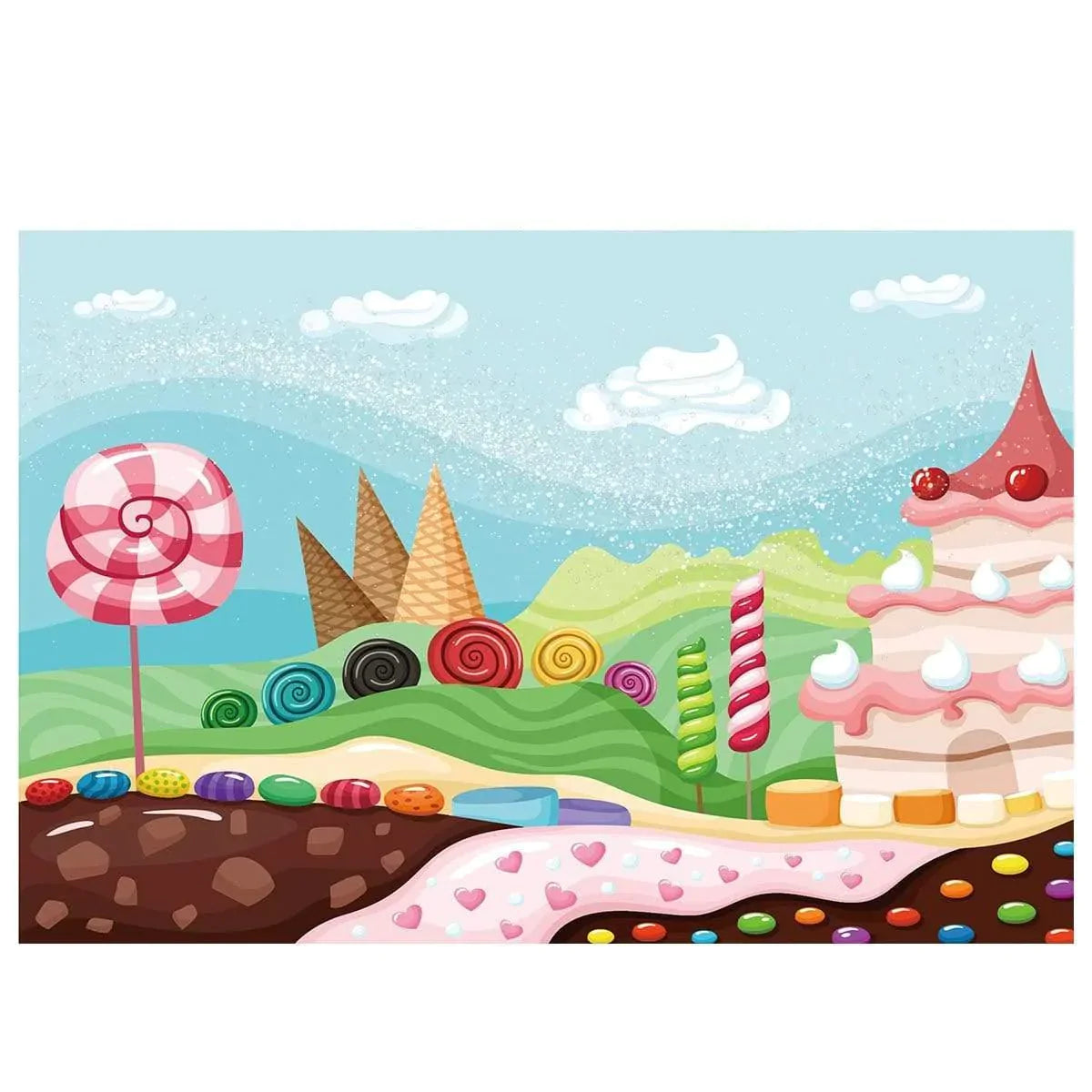Allenjoy Background Candy Bar White Sugar Wind Sweet Cream Chocolate River Children Party - Allenjoystudio