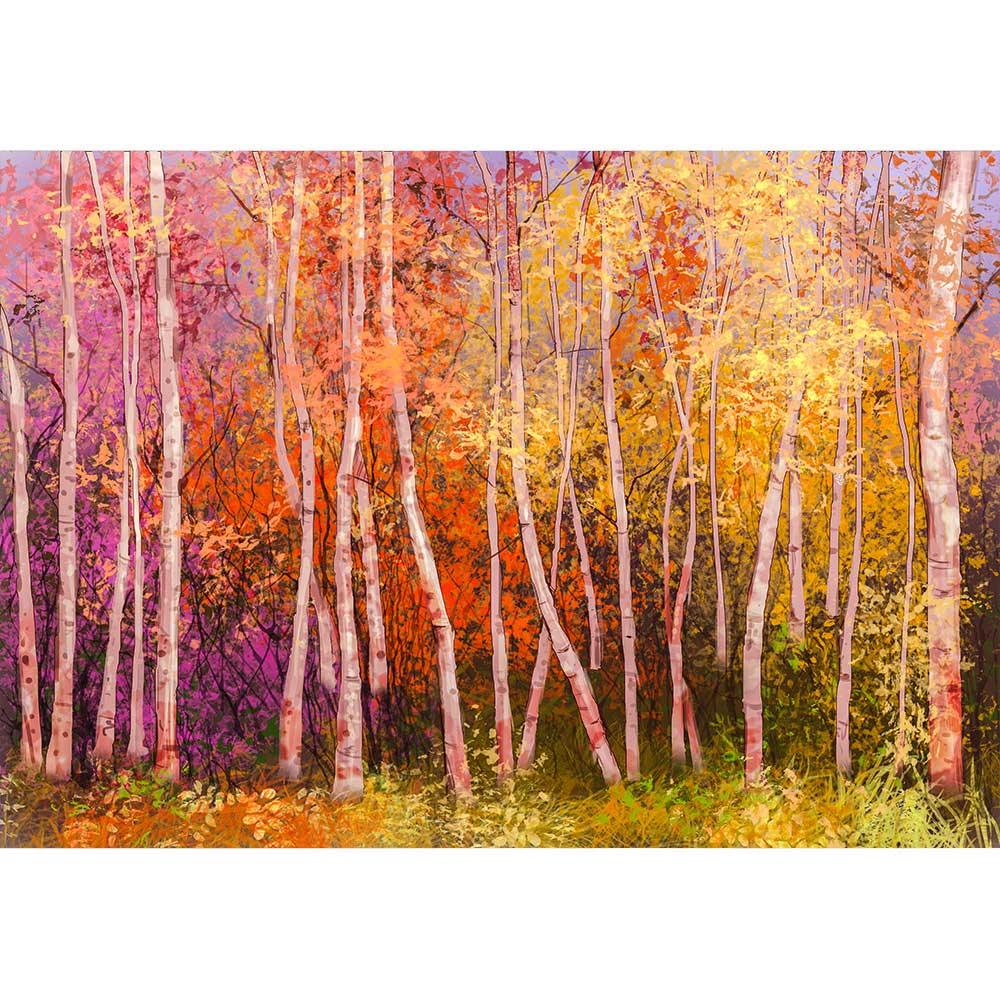 Allenjoy Watercolor Painting Autumn Forest Colorful Backdrop - Allenjoystudio
