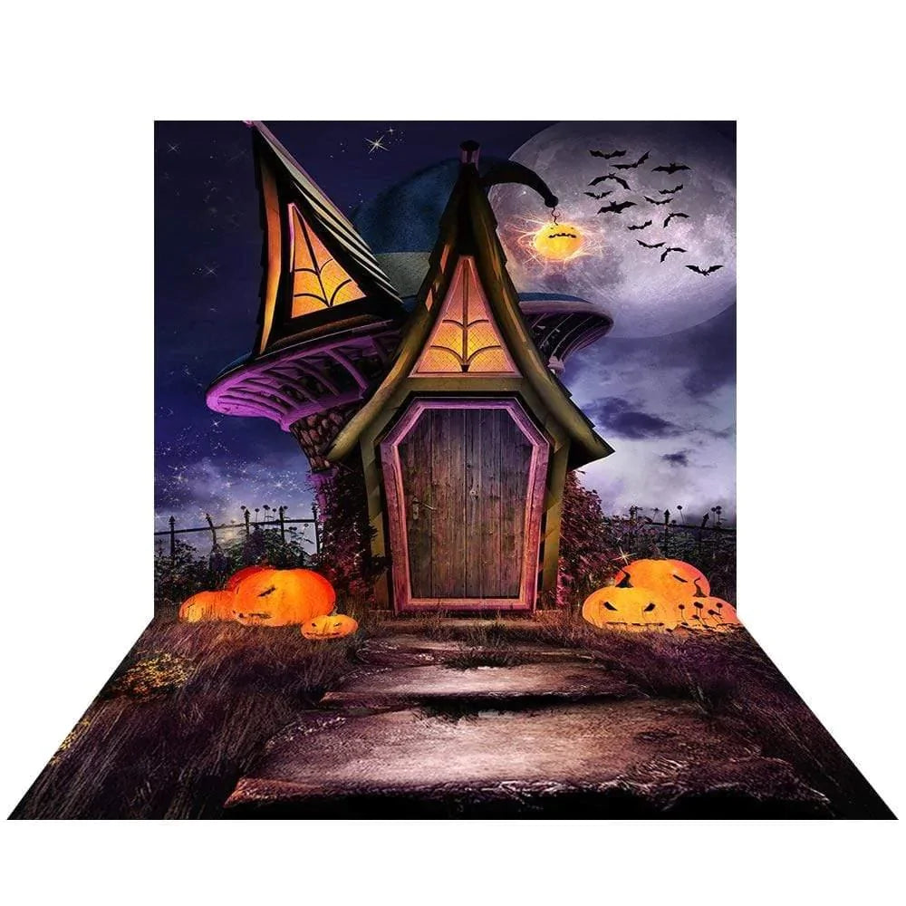 Allenjoy Halloween Mysterious Witch's House Pumpkin Backdrop - Allenjoystudio