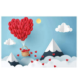 Allenjoy Valentines Red Heart Hot air balloon Blue Backdrop