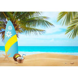 Allenjoy Beach Sea Coconut Tree Surfboard Starfish Backdrop
