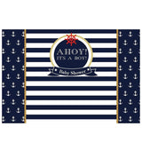 Allenjoy Navy Blue Stripes Anchor Rudder Communion Backdrop