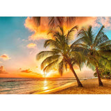 Allenjoy Summer Sunset Sea Palms Trees Beach Island Backdrop