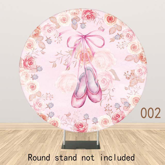 Allenjoy Ballet Shoes Beauty Girl Pink Round Backdrop - Allenjoystudio