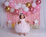 Allenjoy Balloons Gold glitter Pink Birthday Backdrop Designed by Panida Phillips - Allenjoystudio