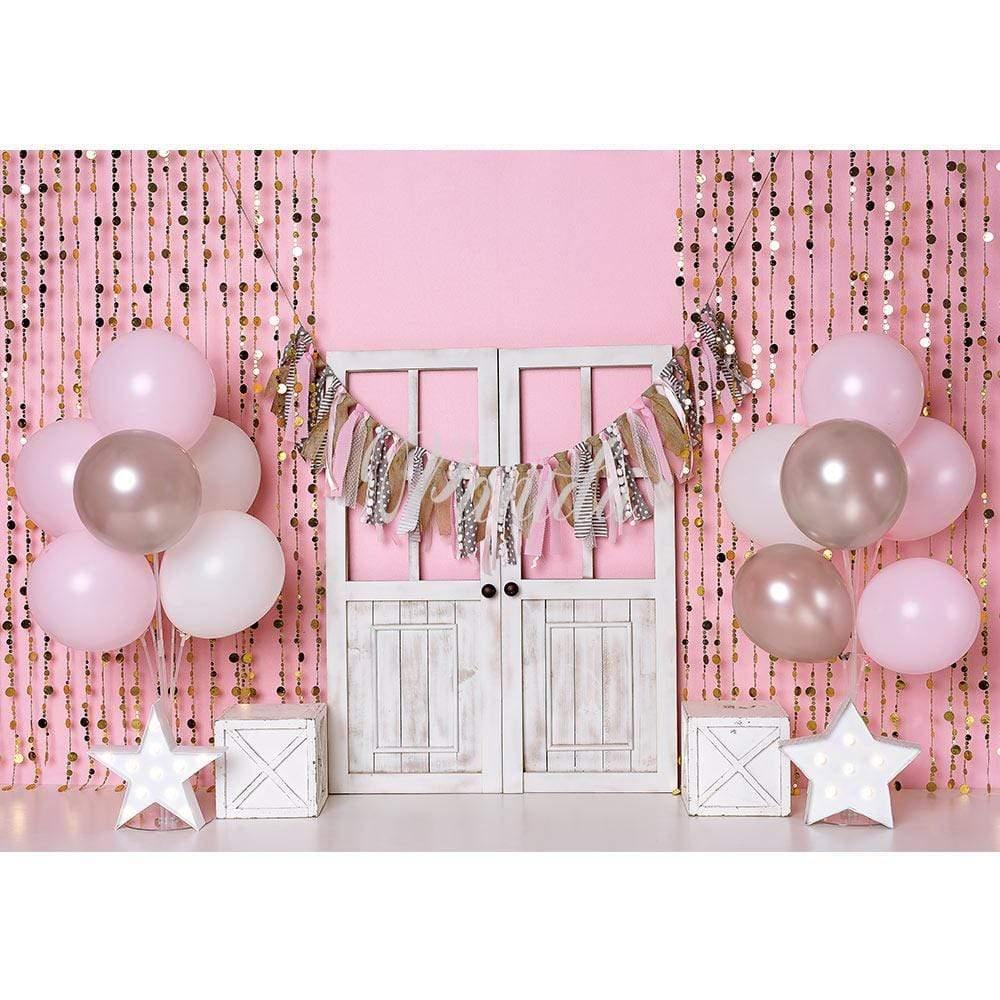 Allenjoy Balloons Pink Bokeh Glitter Birthday  Backdrop Designed by Panida Phillips - Allenjoystudio