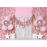Allenjoy Balloons Pink Bokeh Glitter Birthday  Backdrop Designed by Panida Phillips