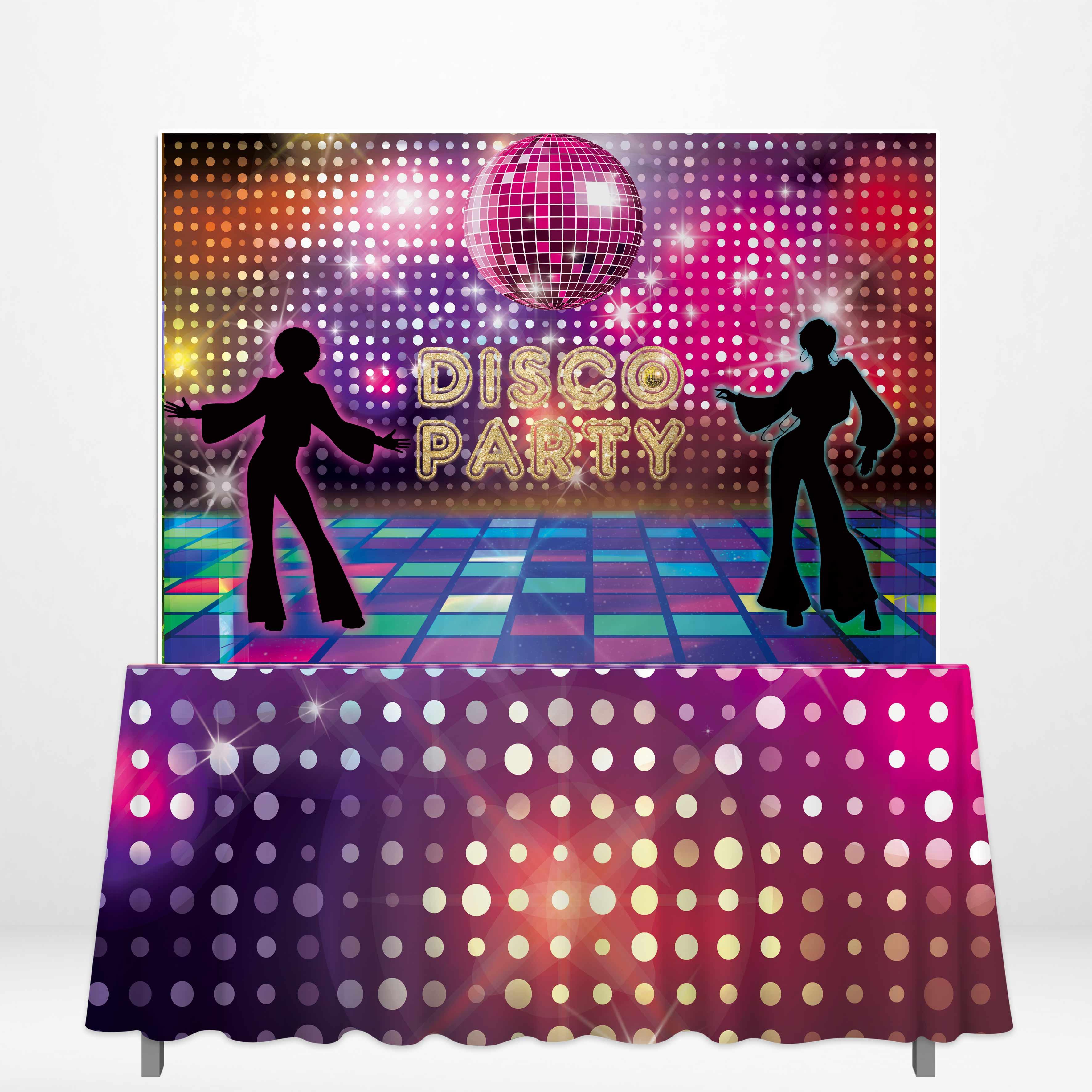 Allenjoy Disco Party Colorful Lights Dancer Banner Tablecloth - Allenjoystudio