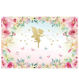 Allenjoy Angel Butterfly  Pink Floral Birthday Backdrop