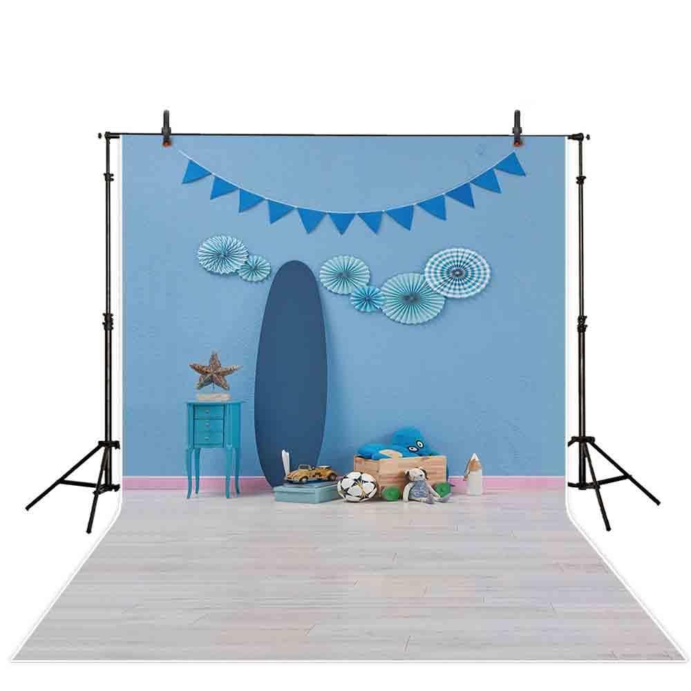 Allenjoy Blue Backdrop Pinwheel Star Flags Banner Backdround for Boys ...