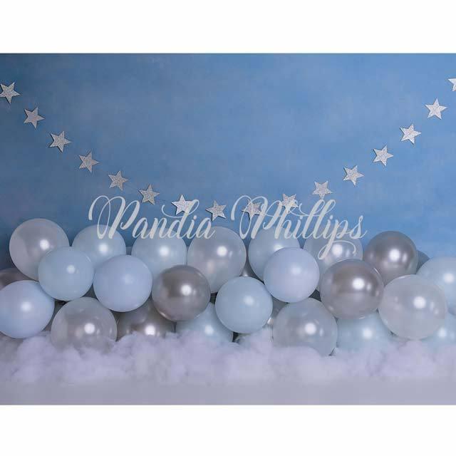 Allenjoy Blue Balloon Little Star Backdrop for Boys Designed by Panida Phillips - Allenjoystudio