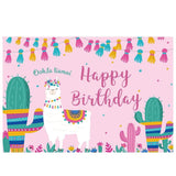 Allenjoy Bohemian Pink Alpaca Cactus Girl Birthday Backdrop