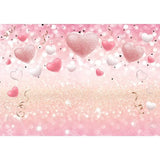 Allenjoy Bokeh Pink Gliter Backdrop Heart Balloon for Valentine's Day