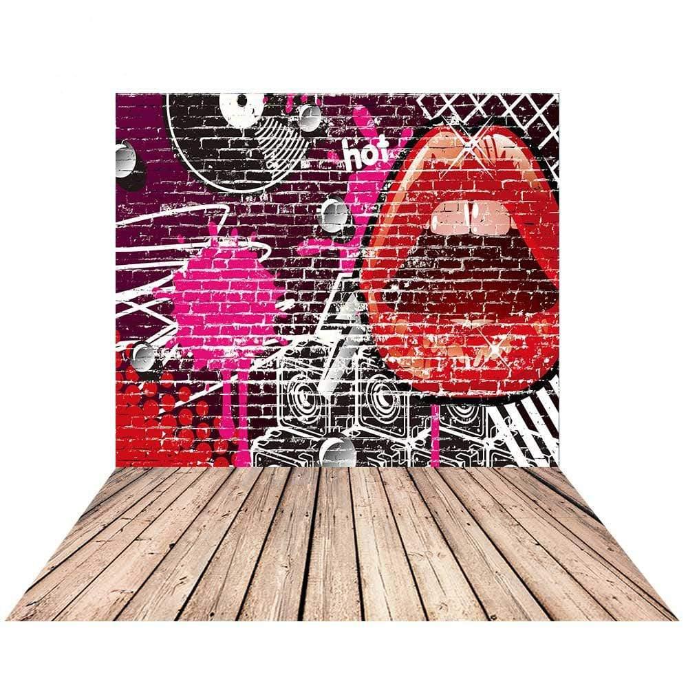 Allenjoy Brick Wall Backdrop Graffiti Mouth Personalized Photo Background Floor - Allenjoystudio