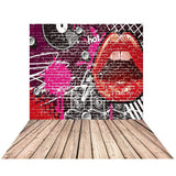 Allenjoy Brick Wall Backdrop Graffiti Mouth Personalized Photo Background Floor