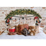 Allenjoy Brick Wall Head Board Pillow Bear Backdrop for Christmas - Allenjoystudio