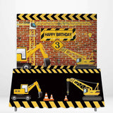 Allenjoy Brick Wall Construction Banner Tablecloth for Boys Birthday - Allenjoystudio