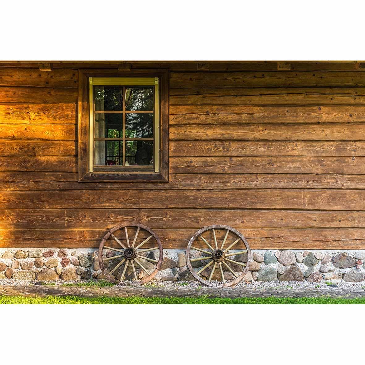 Allenjoy Brown Wooden House Window Barn Wheel Vintage Photographic Background Studio Photo - Allenjoystudio